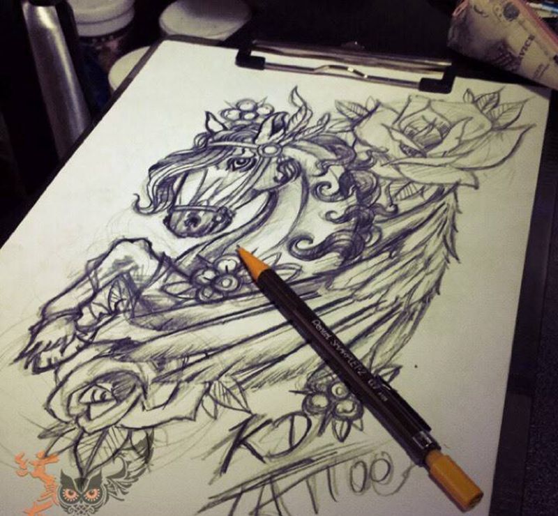 客人要求 最终定稿纹身图片_手稿插画背部手臂腿部欧美动物植物纹身图案