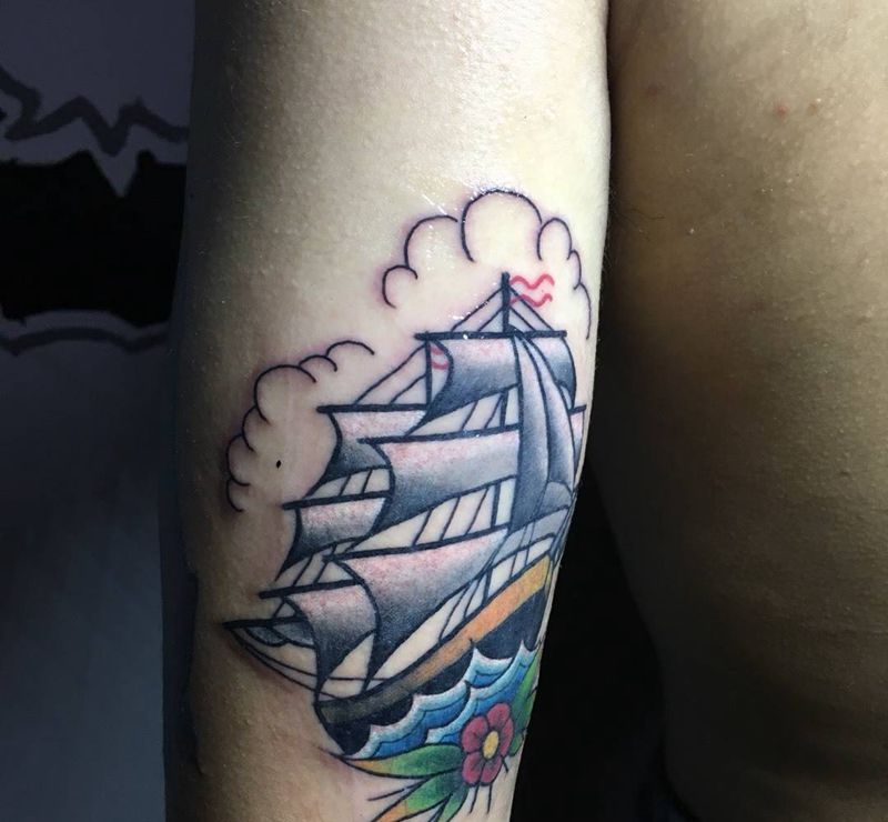 昨天的old纹身图片_成品欧美传统帆船纹身图案