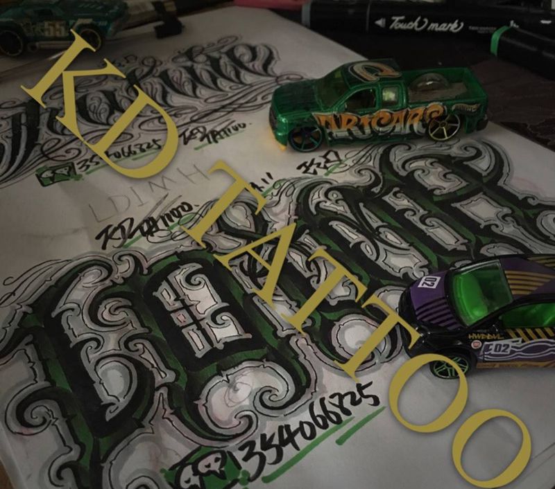 练习纹身图片_成品手稿插画欧美字符奇卡诺匪气花体字纹身图案