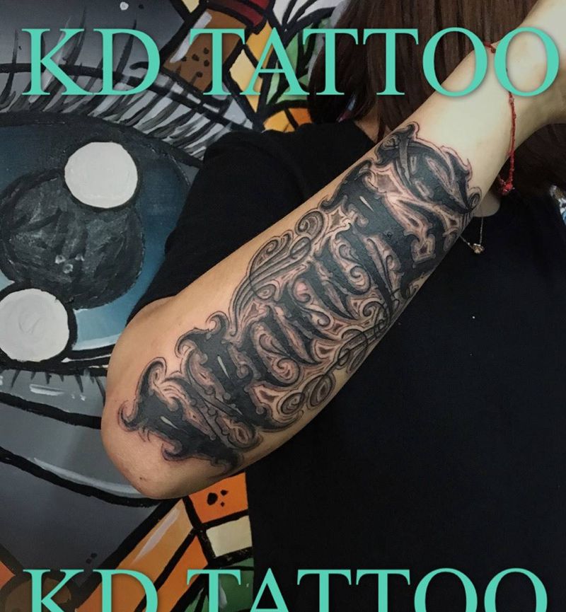 今天字纹身图片_成品手臂欧美字符奇卡诺花体字匪气纹身图案