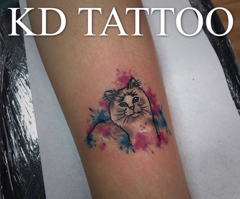 咪咪纹身图片_水彩纹身图案