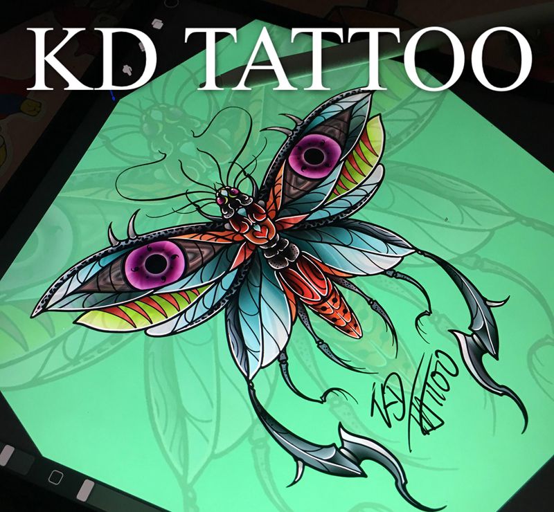 图案源自生活纹身图片_Old SchoolNew School飞蛾纹身图案