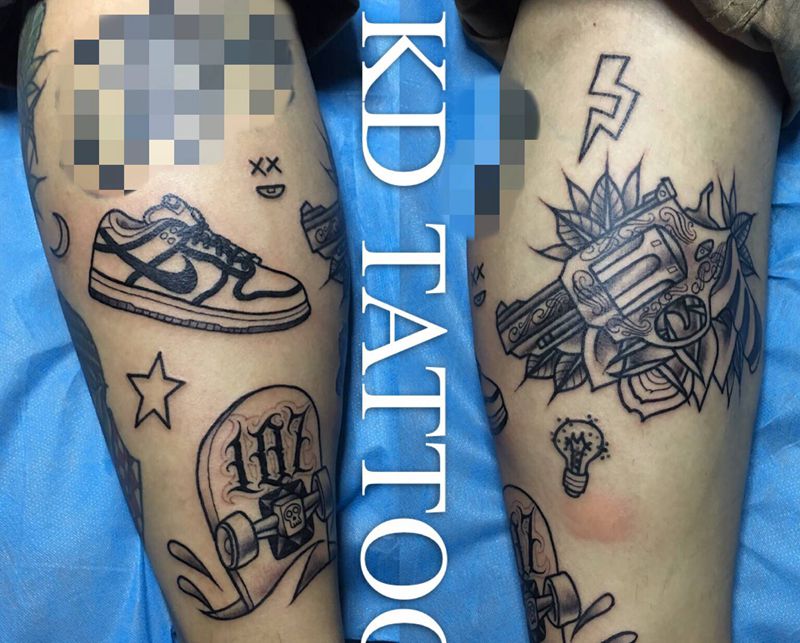 恢复后上色纹身图片_Old School纹身图案
