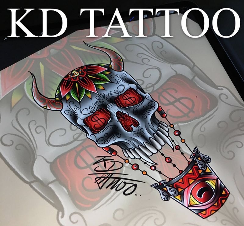 稿纹身图片_Old SchoolNew School骷髅热气球纹身图案