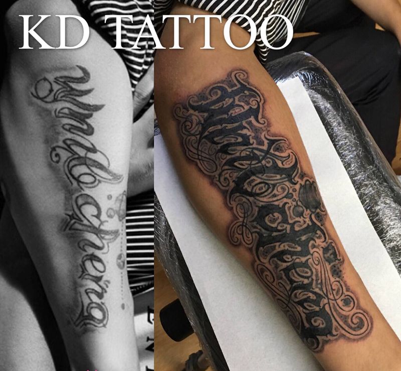 今天2纹身图片_花体字修改纹身图案