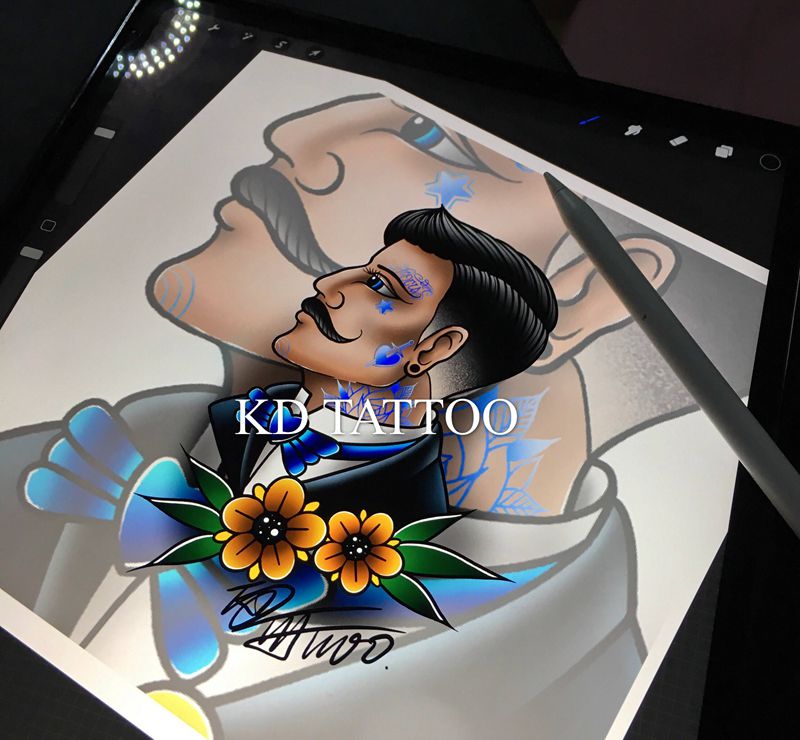 油头纹身图片_Old School油头纹身图案