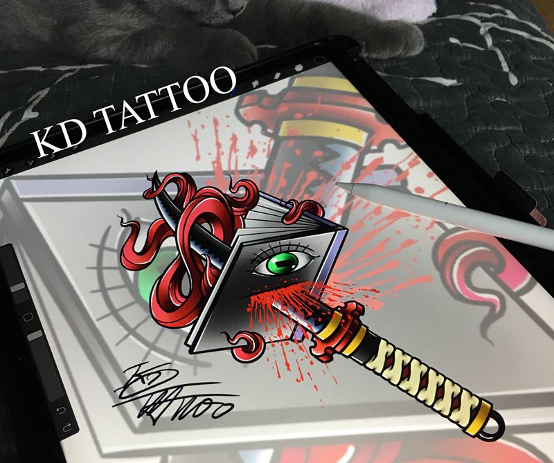 恶魔宝典纹身图片_Old School纹身图案