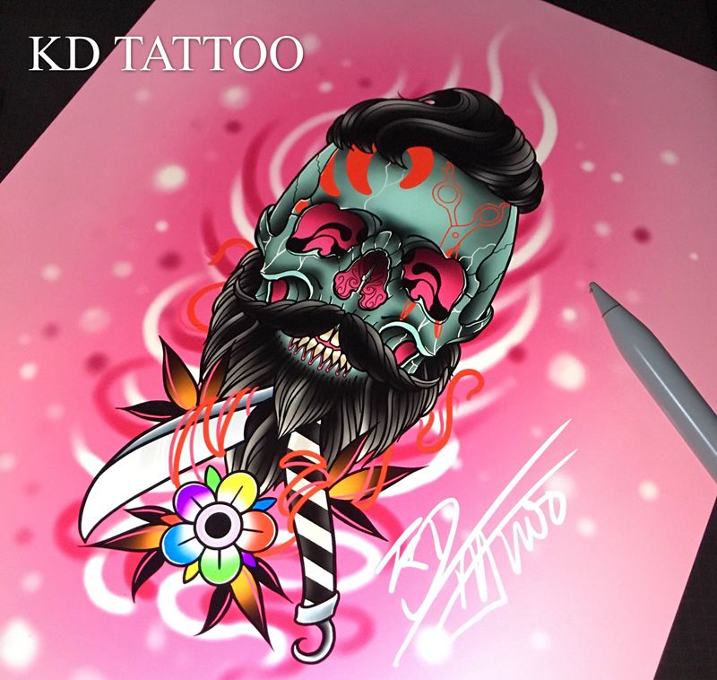 艺术剪纹身图片_Old School纹身图案