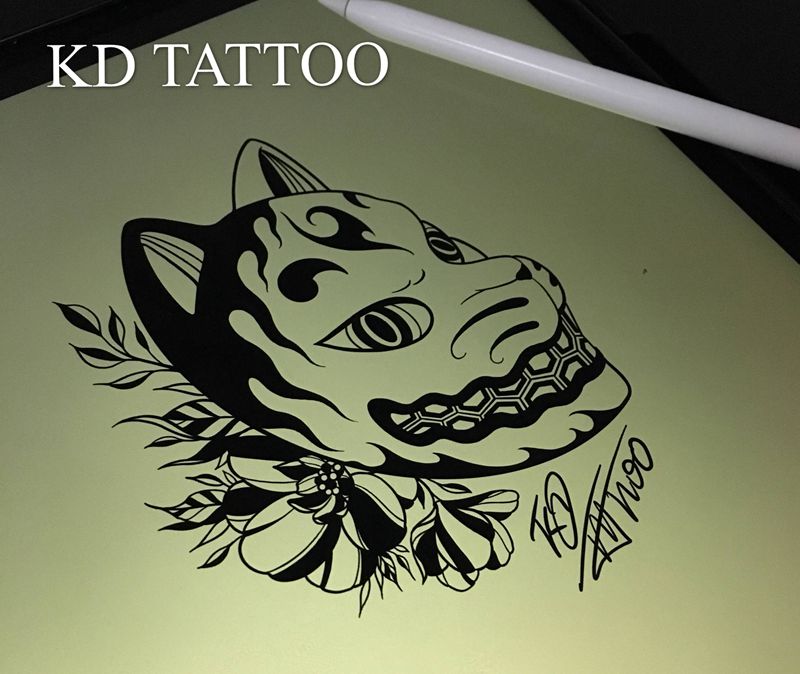 面具纹身图片_点刺几何纹身图案