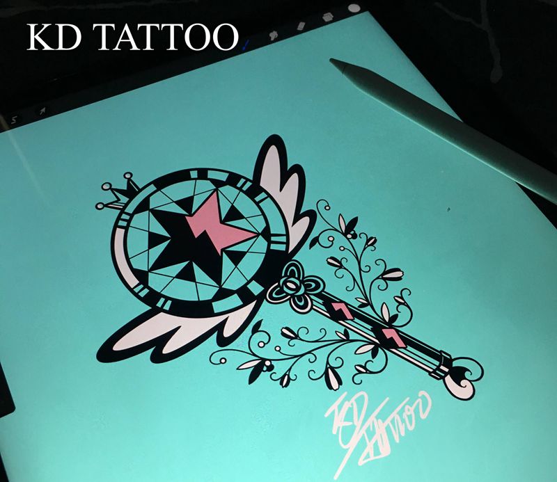 新风格纹身图片_点刺几何仙女棒纹身图案