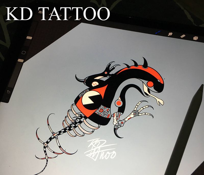 梦魇纹身图片_Old School几何黑白纹身图案