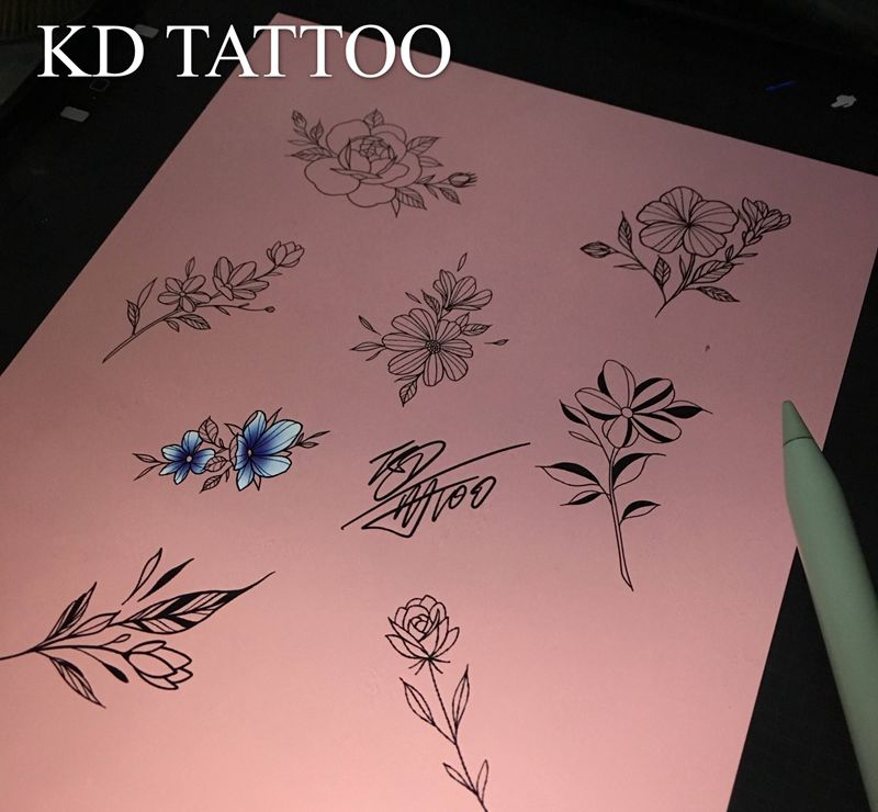 客稿纹身图片_花清新纹身图案