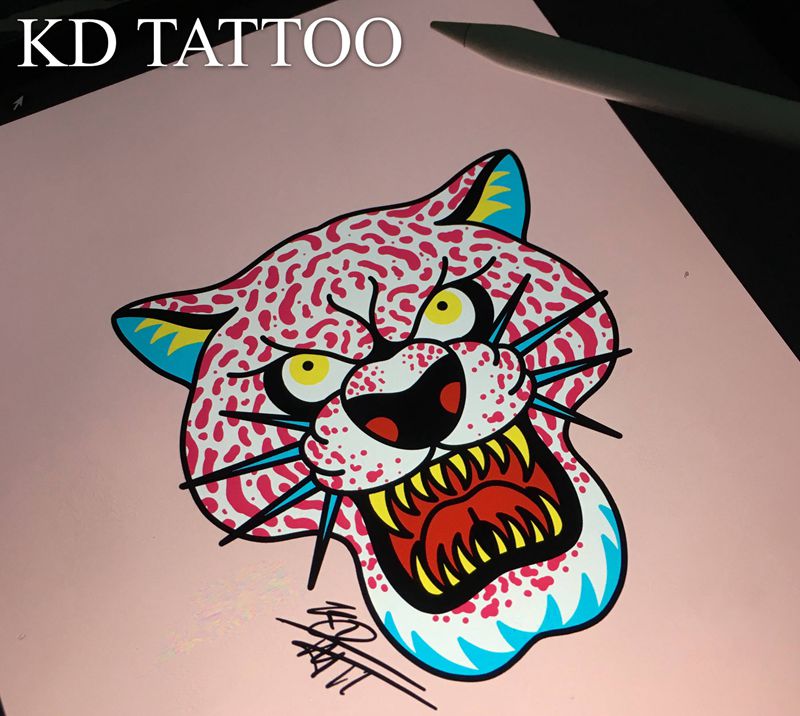 粉红豹纹身图片_New SchoolOld School豹纹身图案