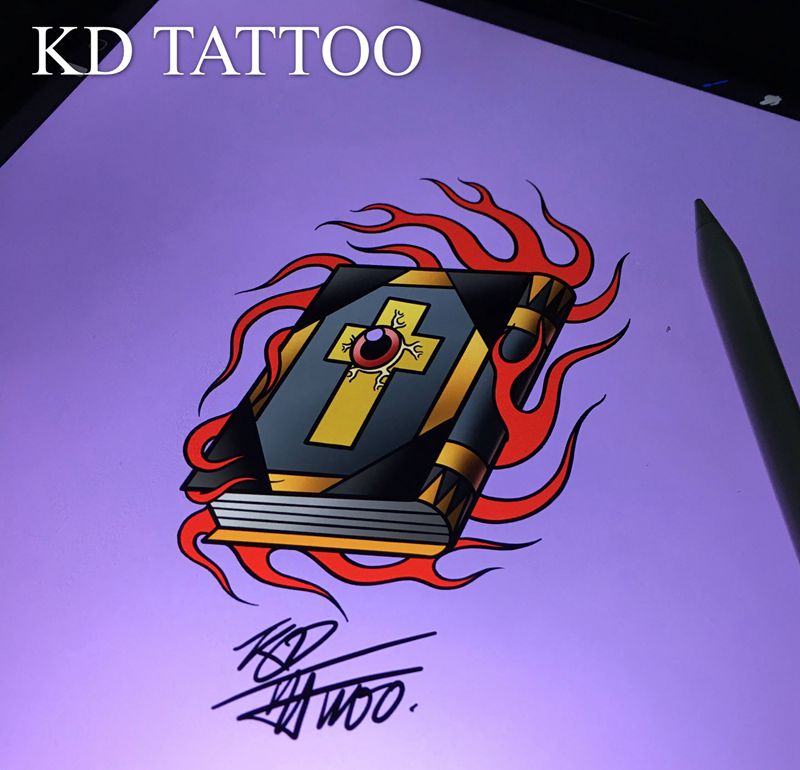 客稿纹身图片_Old School圣经纹身图案