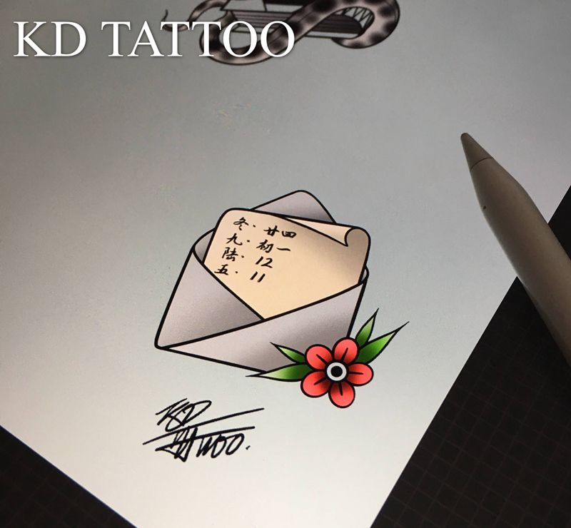 家人的信封纹身图片_Old School纹身图案