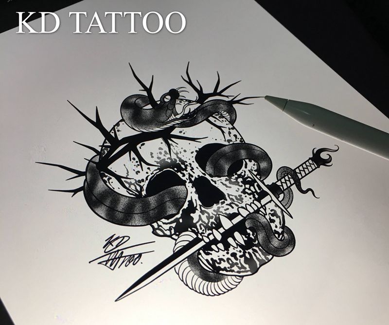 枯萎纹身图片_Old SchoolNew School黑白纹身图案