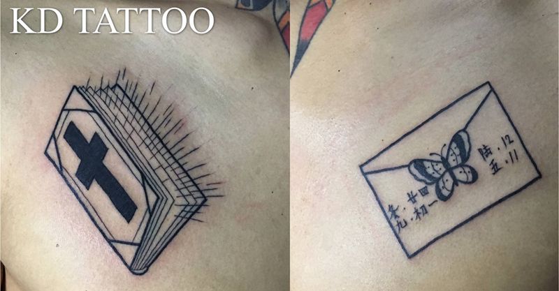 国外飞过来刺纹身图片_Old School几何纹身图案