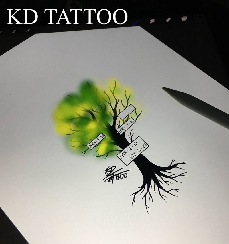 树纹身图片_水彩几何纹身图案