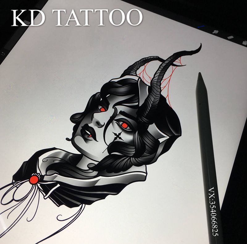 克隆纹身图片_New School黑白纹身图案