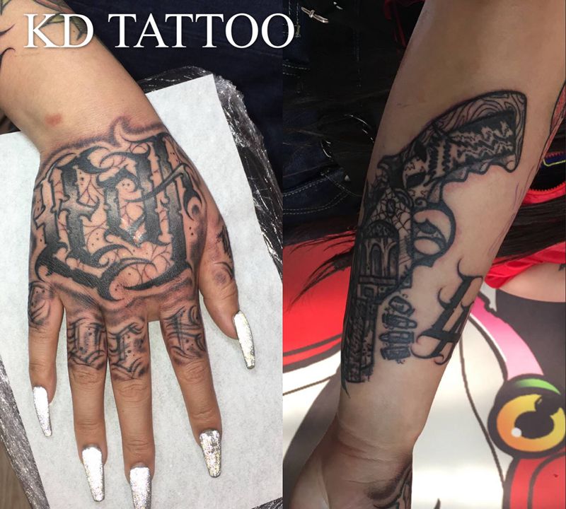 1纹身图片_几何花体字纹身图案