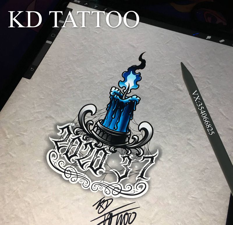 1纹身图片_Old School花体字纹身图案