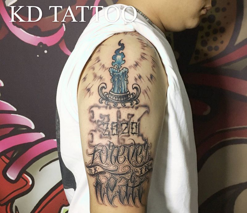 2纹身图片_花体字Old School纹身图案