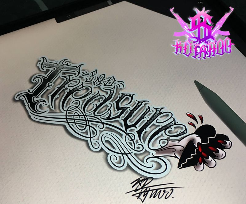 1纹身图片_花体字Old School纹身图案