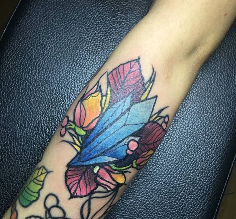 水晶纹身图片_成品手稿插画欧美手臂纹身图案