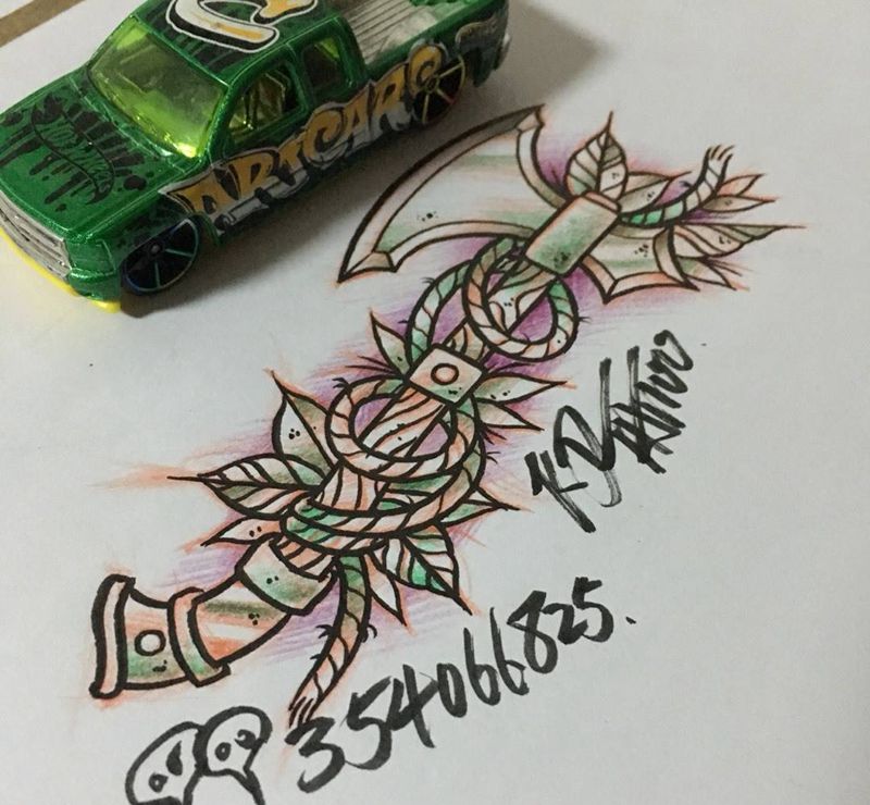 手稿一波纹身图片_成品手稿插画欧美清新纹身图案