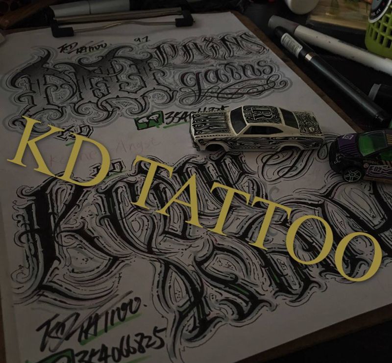 练习纹身图片_手稿插画成品欧美字符花体字奇卡诺匪气纹身图案