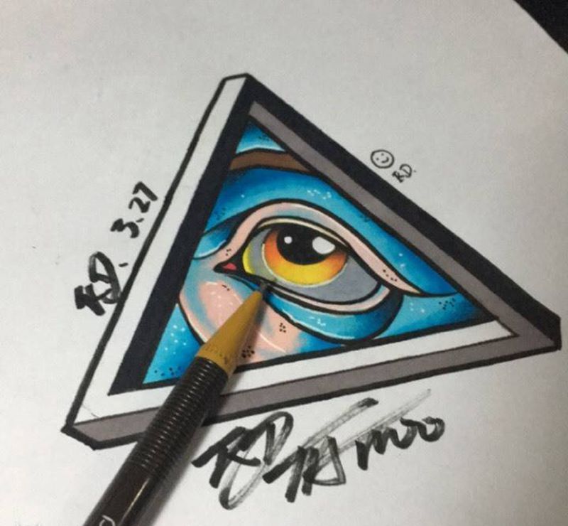 上帝之眼x2纹身图片_手稿插画欧美几何原创纹身图案