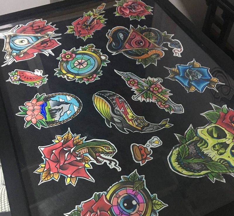 old school纹身图片_成品手稿插画欧美清新纹身图案