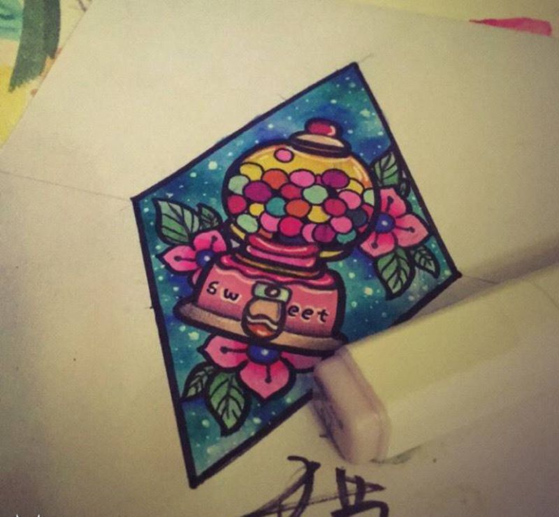 糖果机纹身图片_手稿插画欧美纹身图案