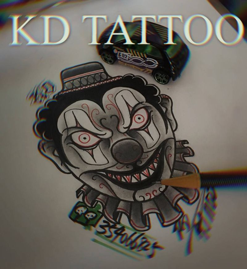 小丑纹身图片_Old School纹身图案