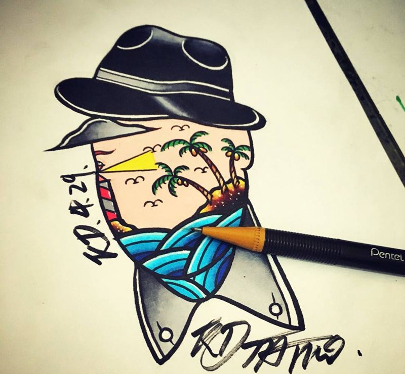 Old school手稿纹身图片_手稿插画欧美纹身图案