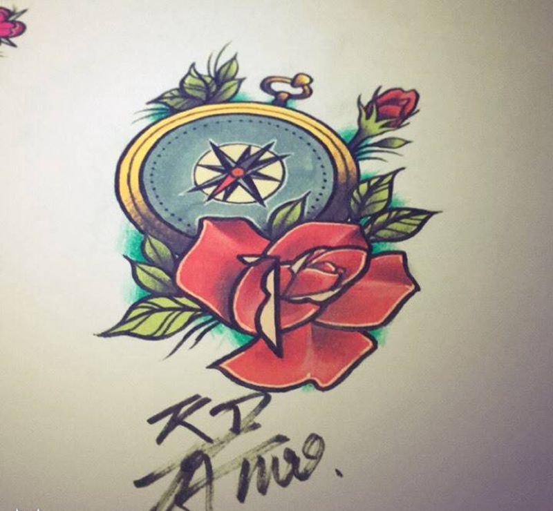 怀表 马里奥纹身图片_手稿插画成品手臂欧美人物静物纹身图案
