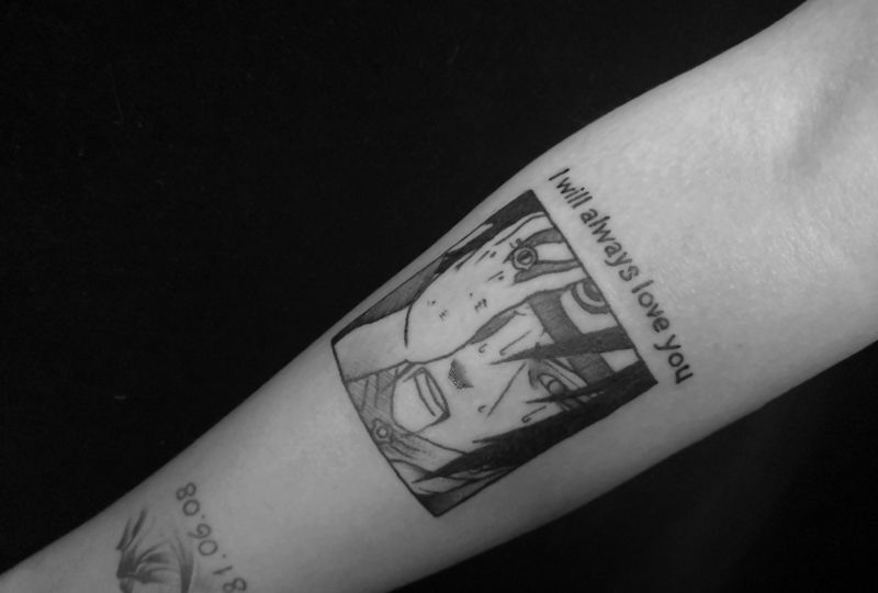 动漫纹身图片_手臂点刺纹身图案