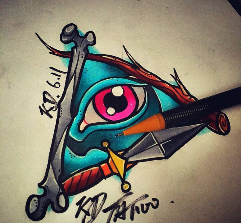 Old school手稿纹身图片_手稿插画欧美清新纹身图案