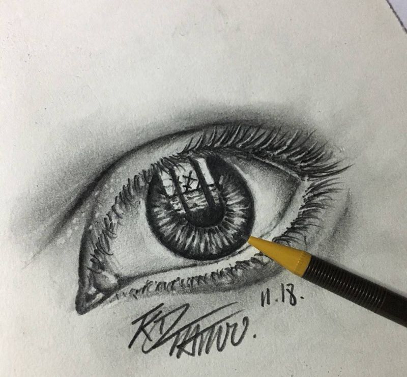 今天的写实眼睛纹身图片_成品手稿插画欧美写实眼睛纹身图案