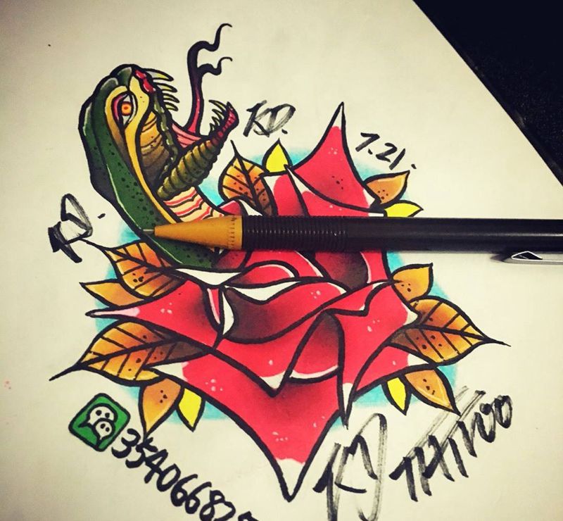 Old school 蛇纹身图片_手稿插画欧美纹身图案