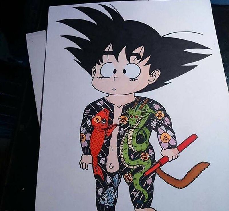 分享 童年回忆纹身图片_手稿插画传统人物纹身图案