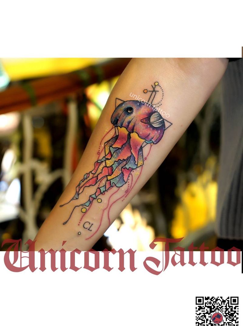 闺蜜水母图纹身图片