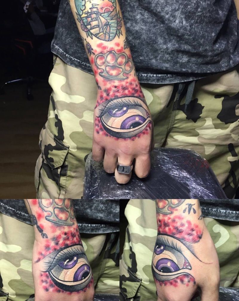 手背眼睛纹身图片_成品手臂欧美眼睛纹身图案