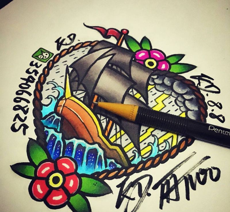 Old school稿纹身图片_手稿插画欧美纹身图案