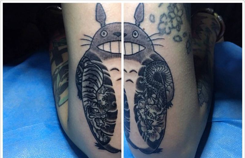 龙猫纹身图片_成品传统龙猫纹身图案