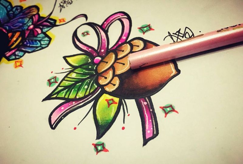 New school纹身图片_手稿插画欧美清新原创纹身图案