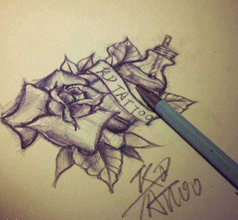 随手一稿纹身图片_插画手稿欧美贴纸静物纹身图案