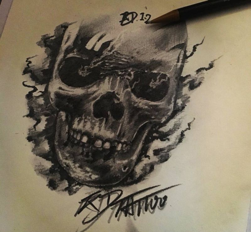 素描手稿 暗黑☠️纹身图片_手稿插画欧美写实纹身图案