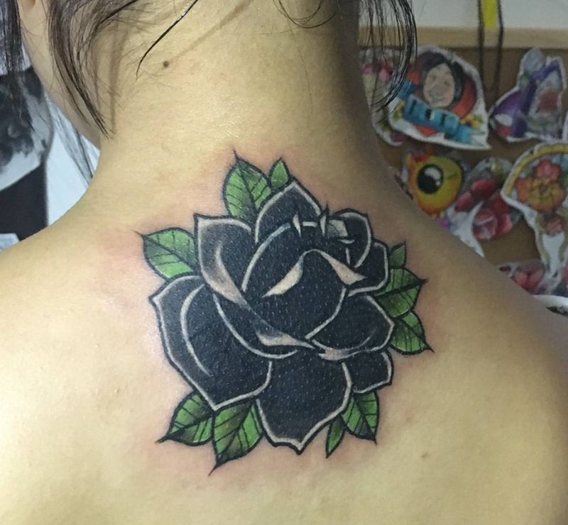 今天的Old school纹身图片_成品手稿背部欧美纹身图案