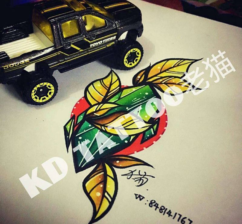 手稿纹身图片_手稿插画欧美玫瑰水晶纹身图案